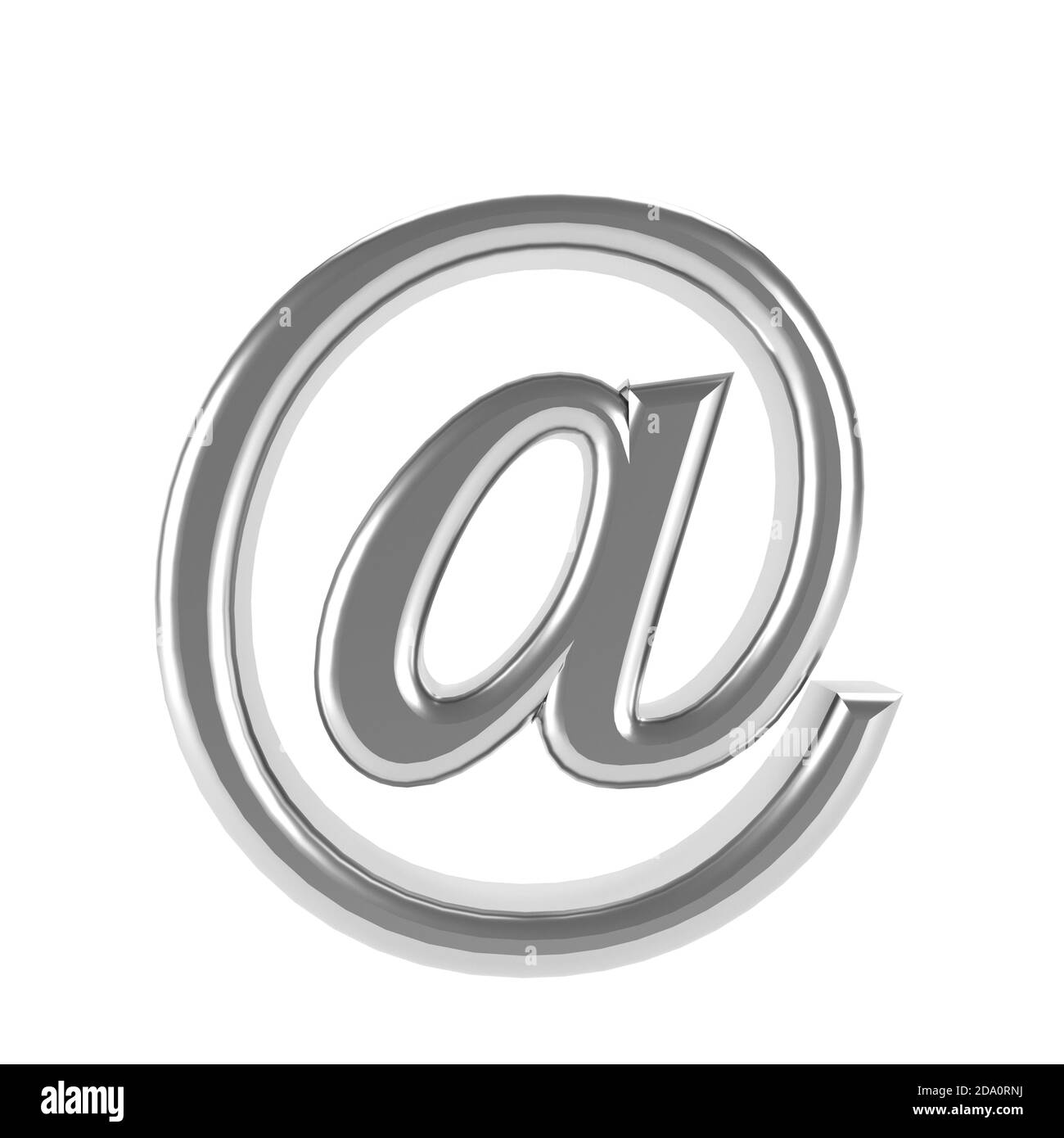 3d-E-Mail-Symbol Silber - E-Mail-Adresse Symbol Web-Button - bei Zeichen Konzept der E-Mail grau Metall - 3d Abbildung Stockfoto