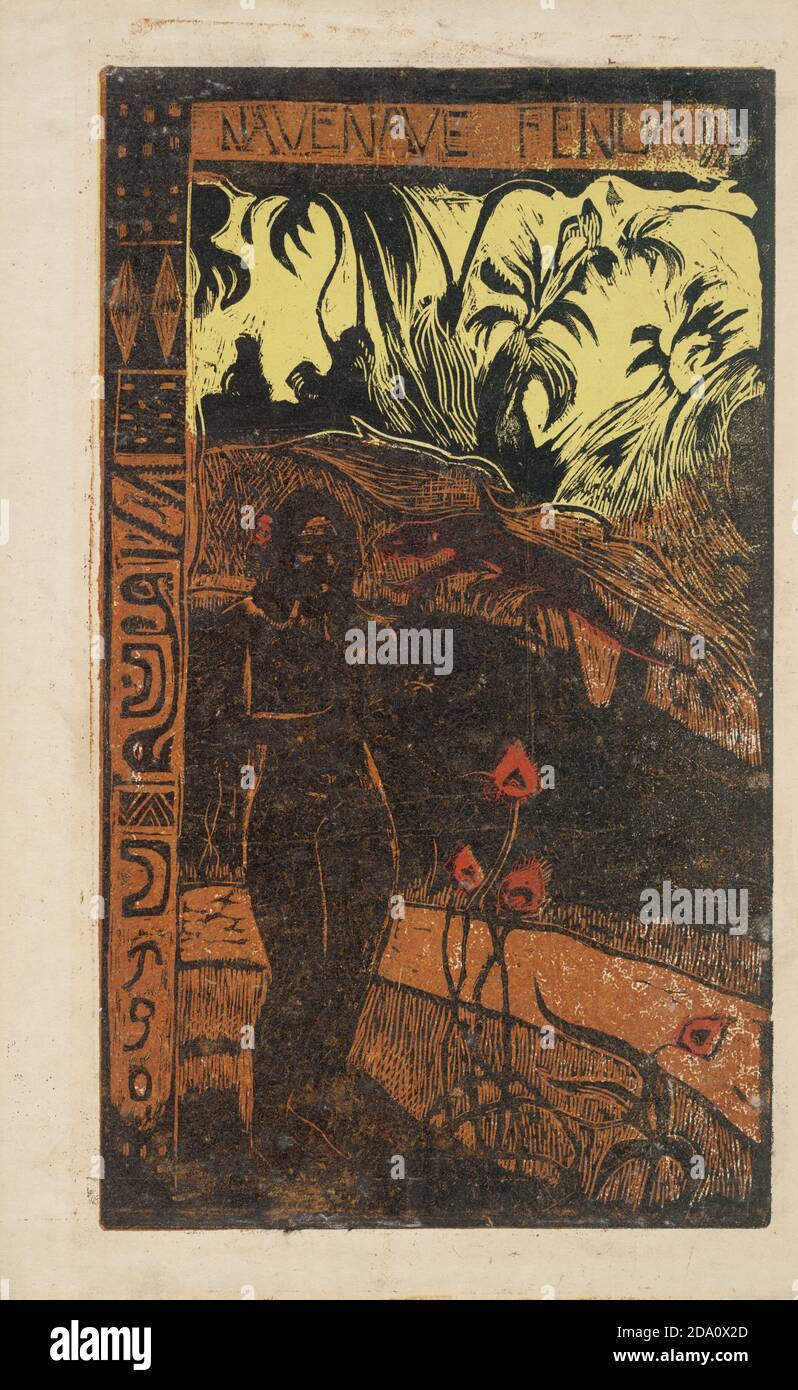 Paul Gauguin. (Französisch, 1848-1903). Nave Nave Fenua (duftende Insel) von Noa Noa (Duft). (1893-94). Einer aus einer Serie von zehn Holzschnitten. Stockfoto