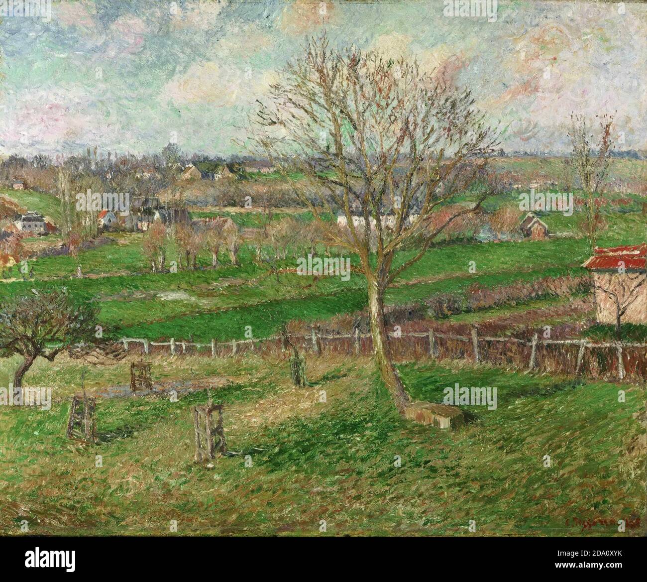 Camille Pissarro, Französisch, 1830-1903 -- das Feld und der große Walnussbaum im Winter, Eragny. Stockfoto