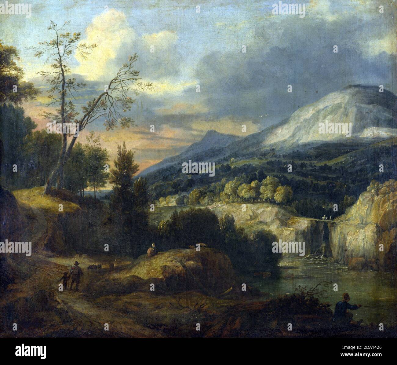 Roelant Roghman (1627-1692) - EINE bergige Landschaft. Malen. Landschaftskunst um 1665. Stockfoto
