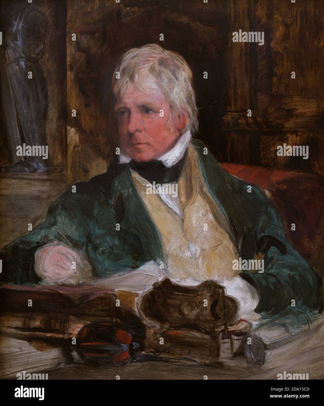 Walter Scott, 1. Baronet (1772-1832). Schottischer Schriftsteller. Porträt von Sir Edwin Landseer 1802-1873. Öl auf Platte, c. 1824. National Portrait Gallery. London. Vereinigtes Königreich (1802-1873). Öl auf Platte (29,2 x 24,1 cm), c. 1824. National Portrait Gallery. London, England, Vereinigtes Königreich. Stockfoto