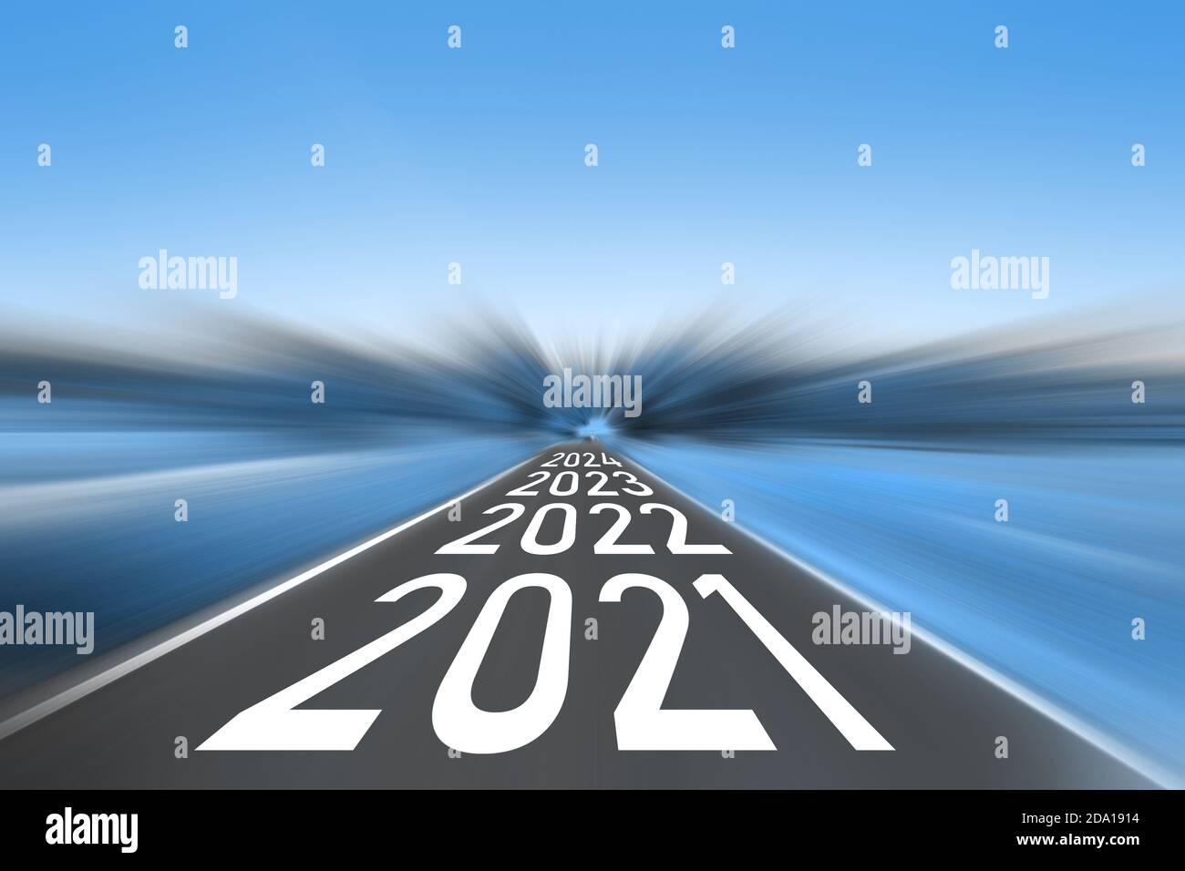 Frohes neues Jahr 2021, 2022, 2023 Straße Stockfoto