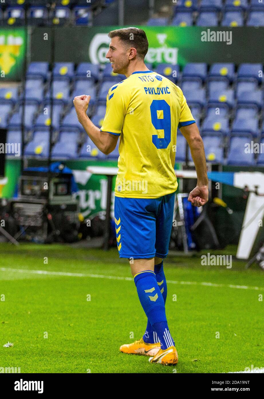 Brondby, Dänemark. November 2020. Andrija Pavlovic (9) von Broendby IF erzielt im 3F Superliga-Spiel zwischen Broendby IF und Odense Boldklub im Brondby Stadium 2-0 Punkte. (Foto Kredit: Gonzales Foto/Alamy Live News Stockfoto