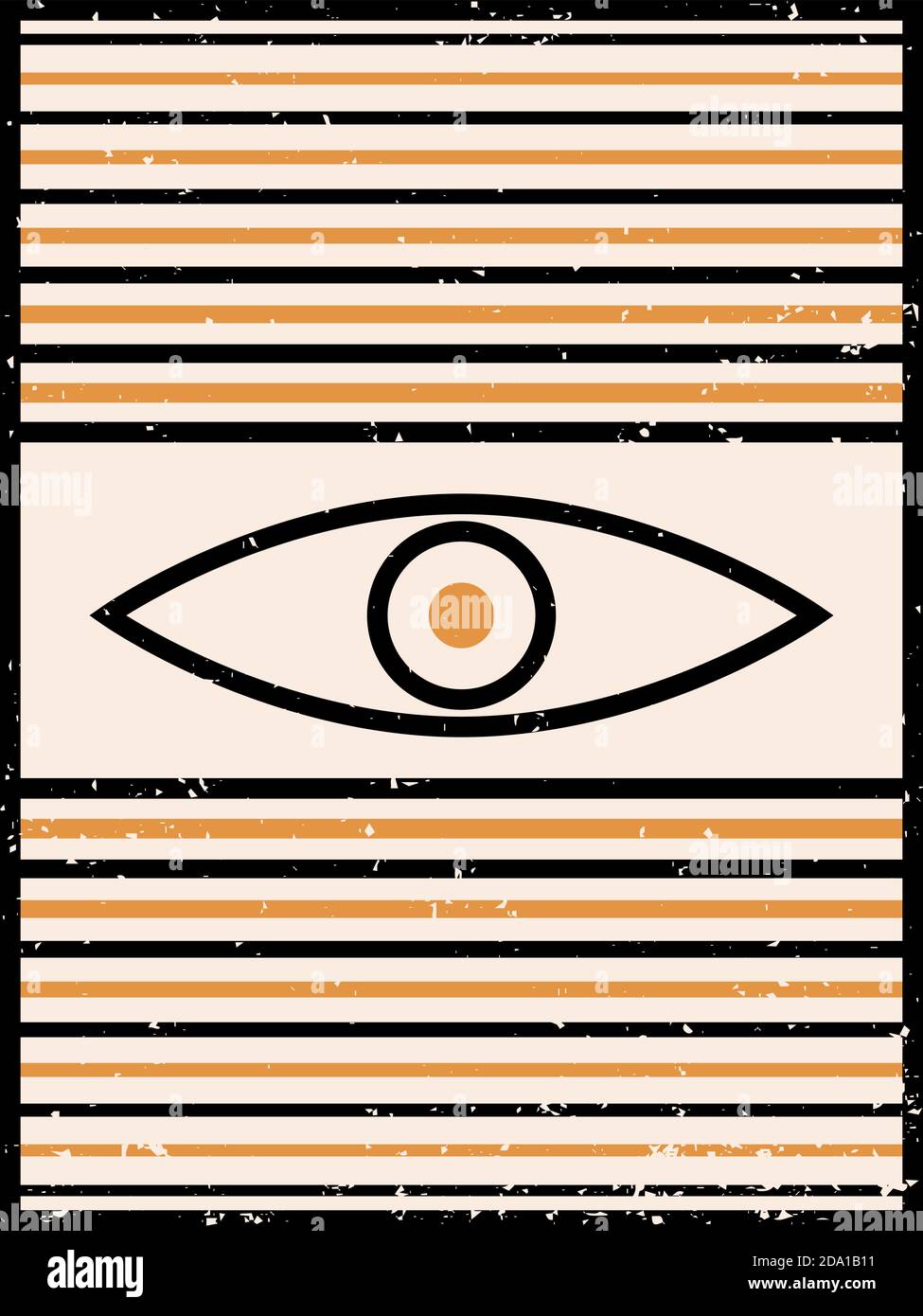 Abstrakte zeitgenössische ästhetische Hintergrund Auge, Sonne verbrannt orange, Terrakotta-Farben. Boho-Wanddekoration. Moderner minimalistischer Kunstdruck aus der Mitte des Jahrhunderts. Organi Stock Vektor