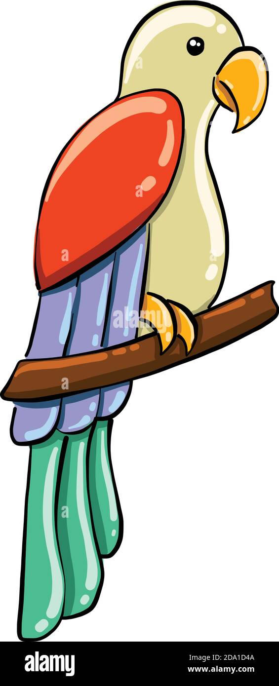Bunte Papagei, Illustration, Vektor auf weißem Hintergrund. Stock Vektor