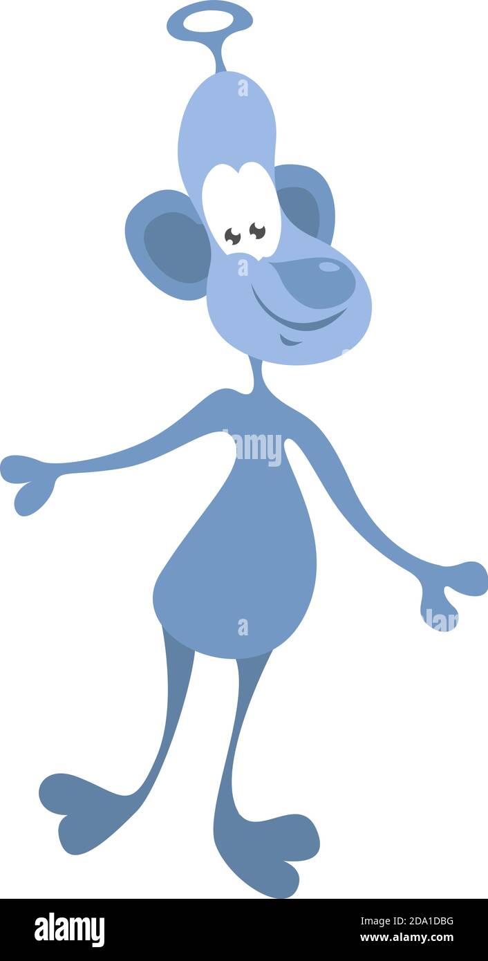 Kleine blaue Alien, Illustration, Vektor auf weißem Hintergrund Stock Vektor