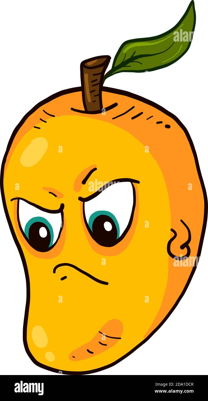 Angry Mango, Illustration, Vektor auf weißem Hintergrund Stock Vektor