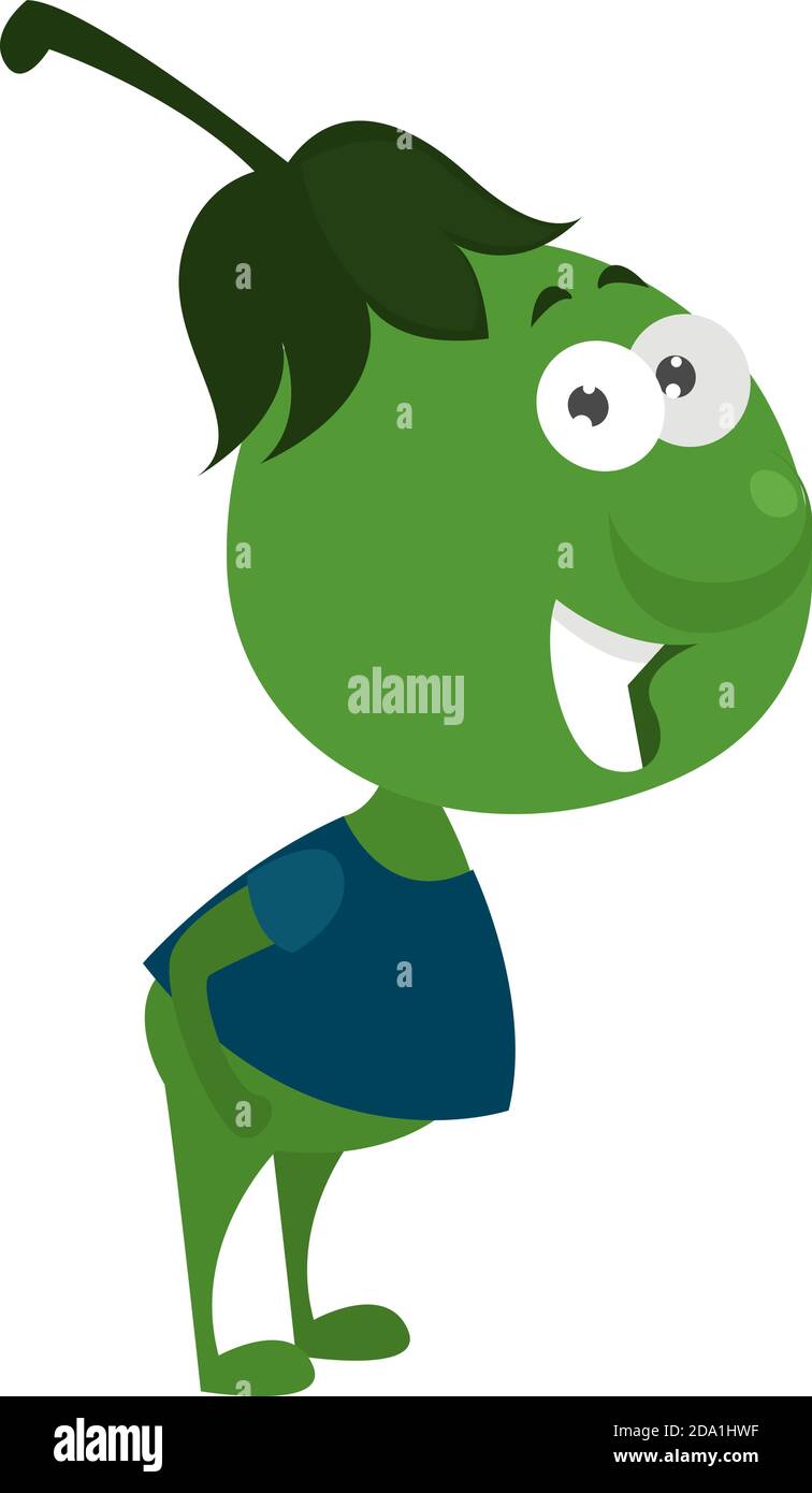 Grüne schüchterne Bohne, Illustration, Vektor auf weißem Hintergrund Stock Vektor