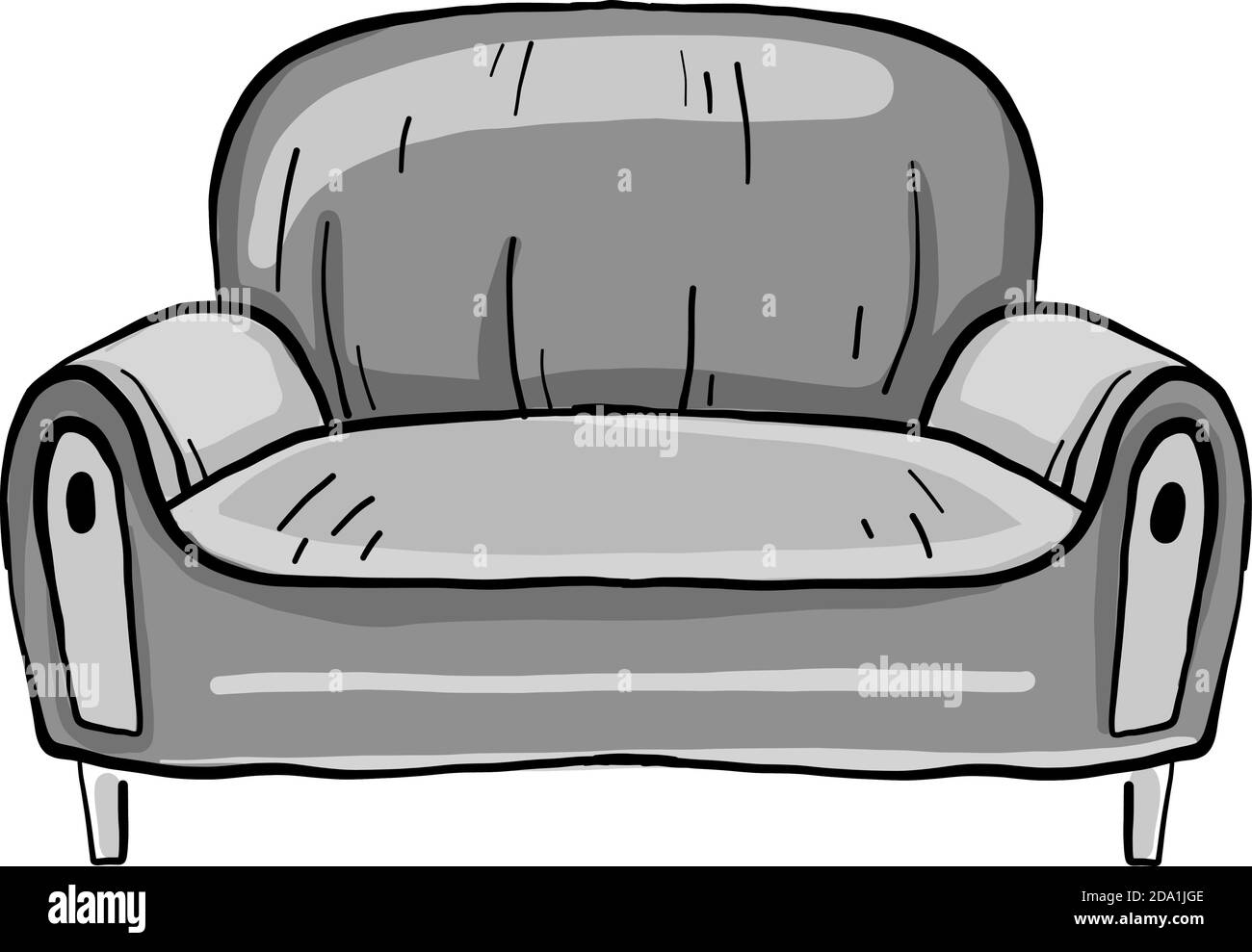 Graues Sofa, Illustration, Vektor auf weißem Hintergrund Stock Vektor