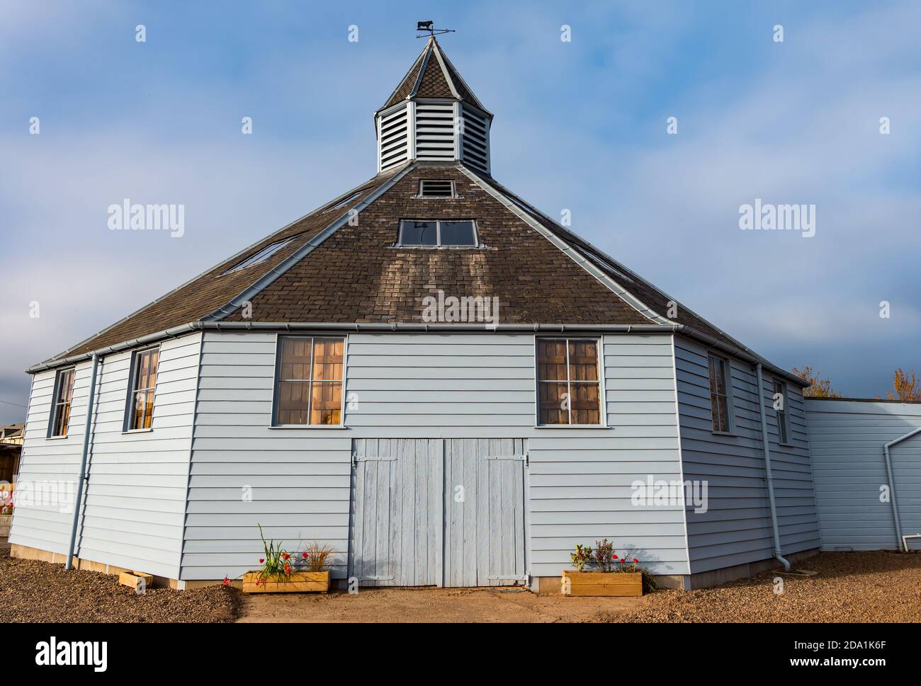 Alte landwirtschaftliche Auktion Mart sechseckigen Gebäude, East Linton, East Lothian, Schottland, Großbritannien Stockfoto