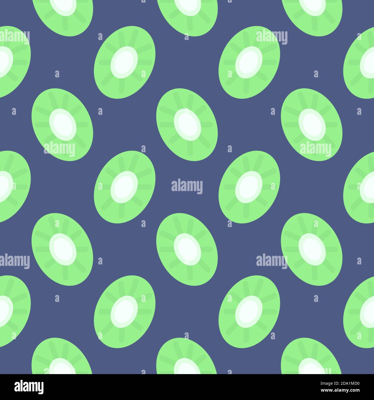 Geschnittener Kiwi, nahtloses Muster auf blauem Hintergrund. Stock Vektor