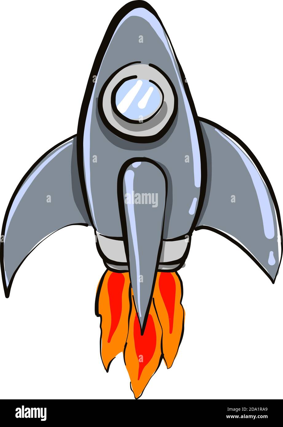 Raketenschiff, Illustration, Vektor auf weißem Hintergrund Stock Vektor