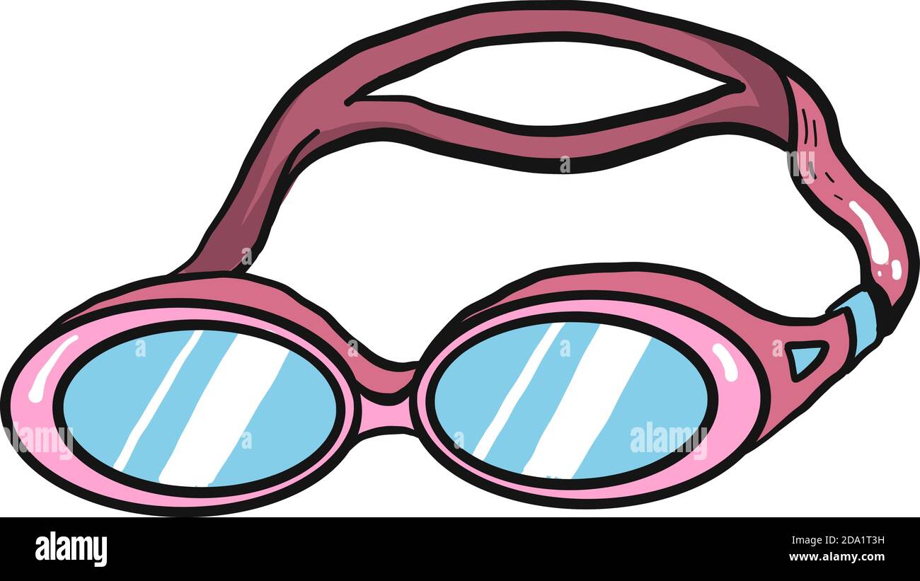 Rosa Schwimmbrille, Illustration, Vektor auf weißem Hintergrund Stock Vektor