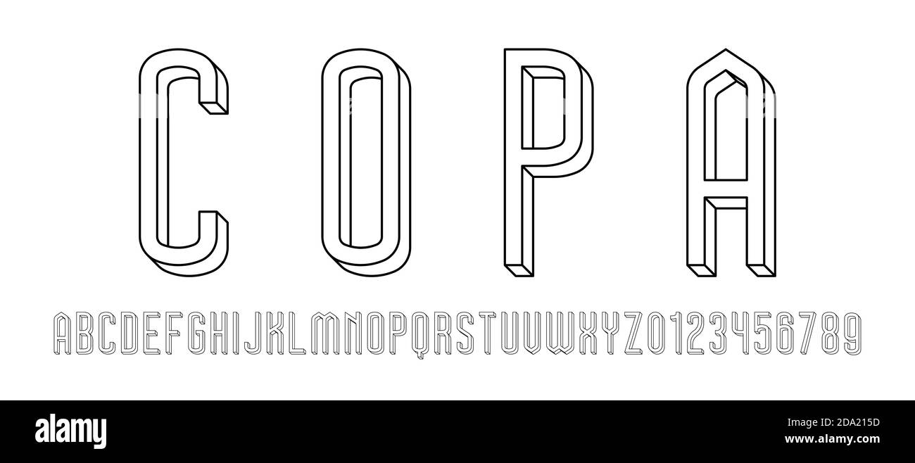 Satz von Alphabeten Schrift Buchstaben und Zahlen modern mit 3D Konzeptvektordarstellung Stock Vektor