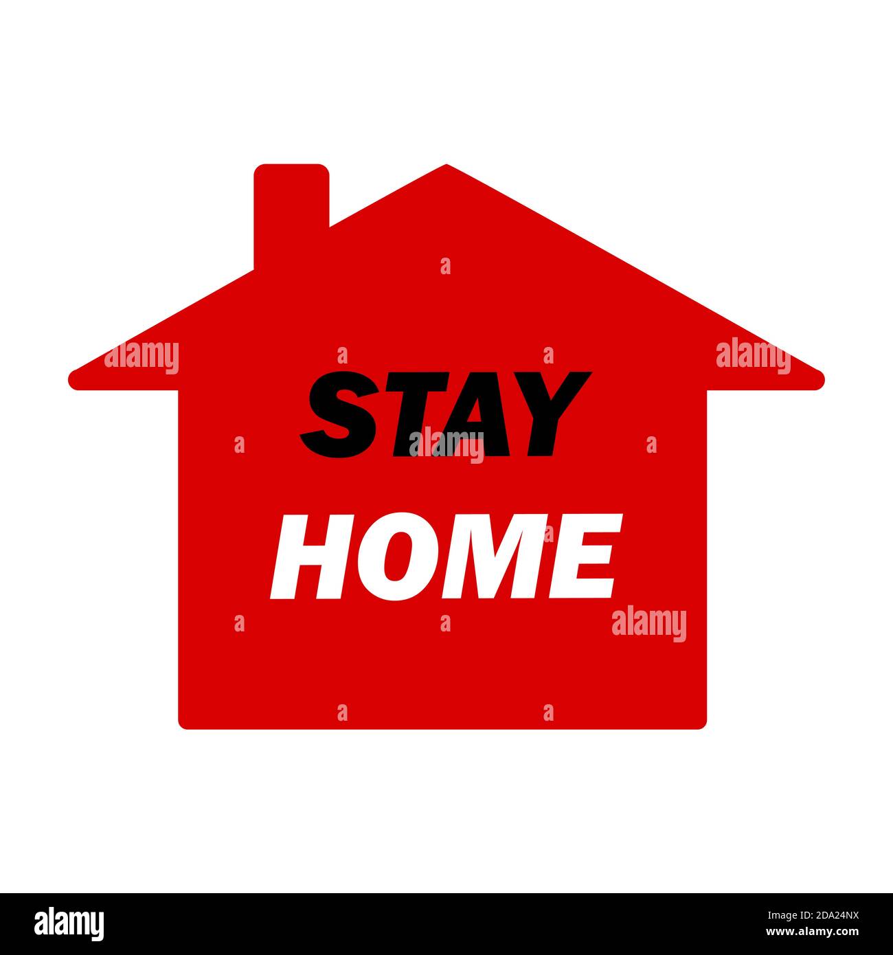 „Stay at Home“-Schriftzug auf weißem Hintergrund. Covid-19. Stock Vektor