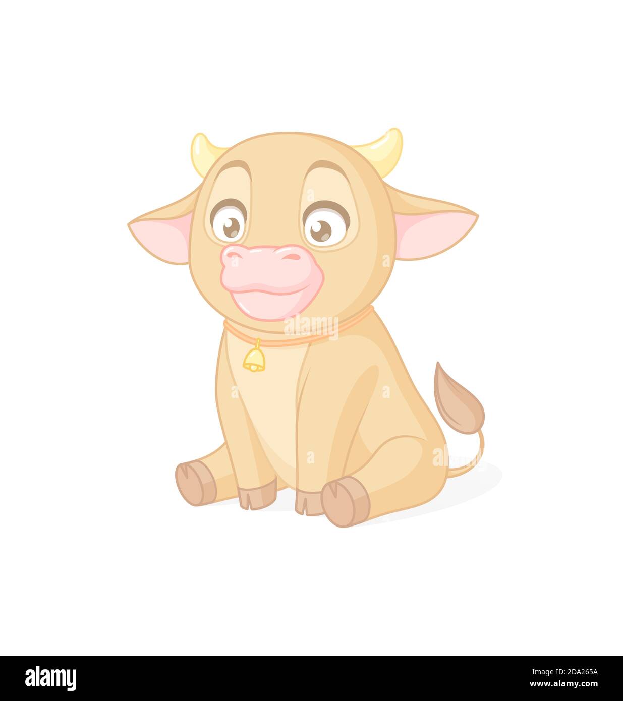 Niedliches Baby Kalb sitzend. Vektorgrafik auf weißem Hintergrund. Stock Vektor