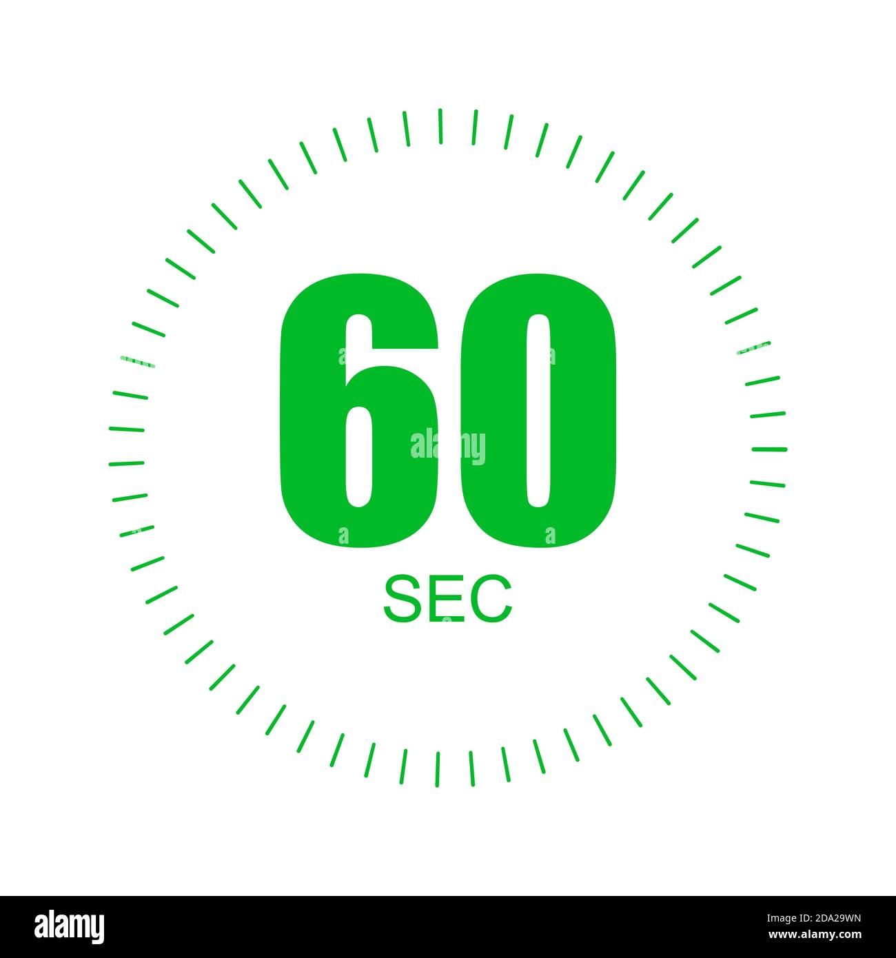 60-Sekunden-Zeitschaltuhr. 60 sec Stoppuhr Symbol Countdown Zeit digitaler Stopp Chronometer. Stock Vektor