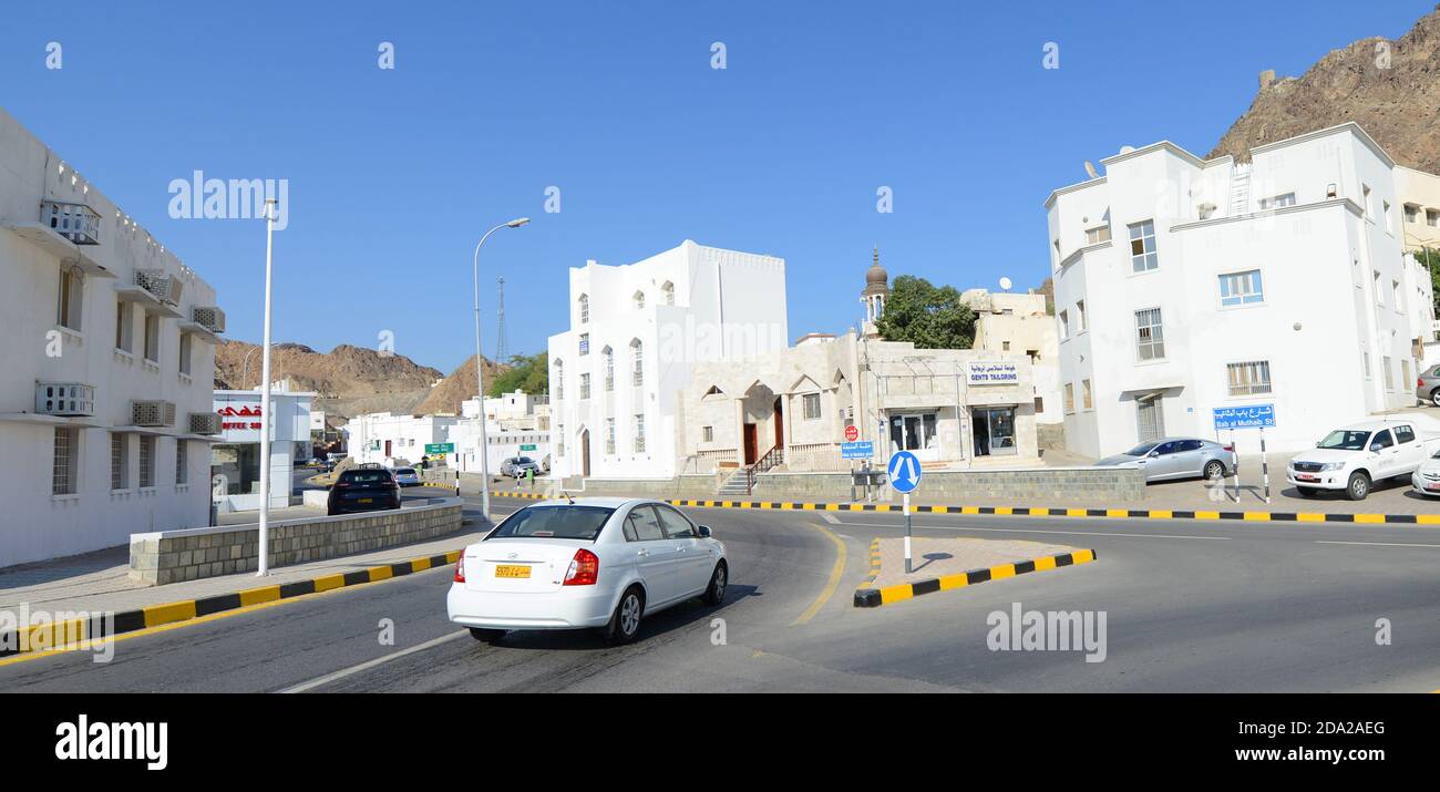 Wunderschöne omanische Gebäude im alten Maskat, Oman. Stockfoto