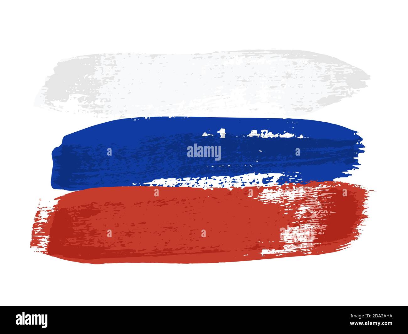 Abstrakter Pinsel im Grunge-Stil Nationalflagge Russlands gemalt Stock Vektor