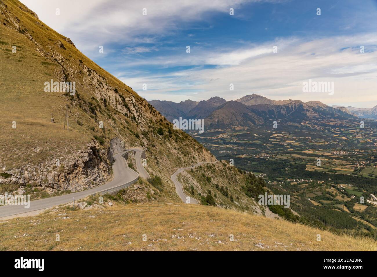 Le Noyer, Hautes-Alpes, Frankreich - Blick vom Col du Noyer auf das Champsaur-Tal Stockfoto