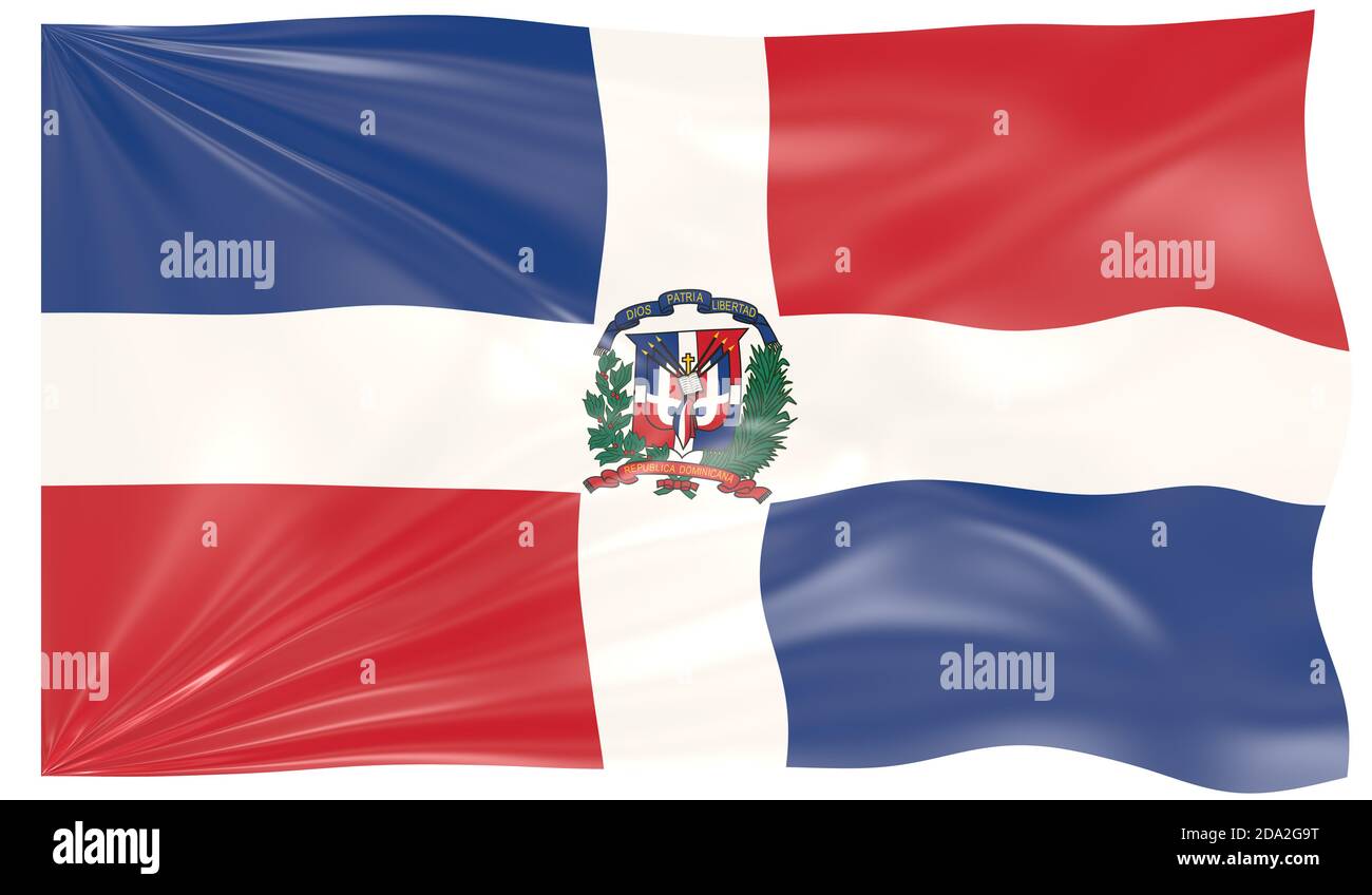 3d Illustration einer wehenden Flagge der Dominikanischen Republik Stockfoto