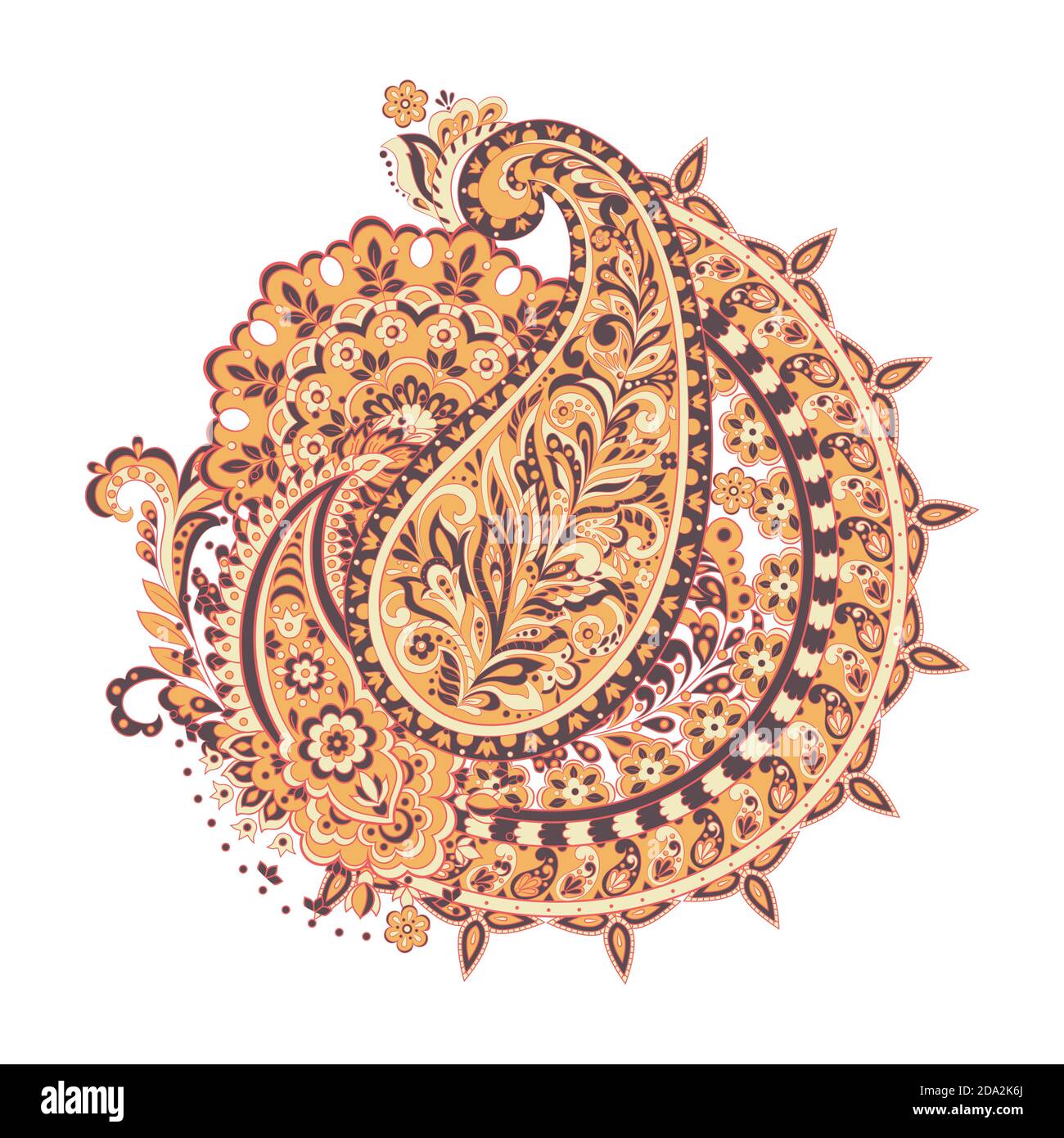 Paisley Ornamentale Motive der indischen Stoffmuster Stock Vektor