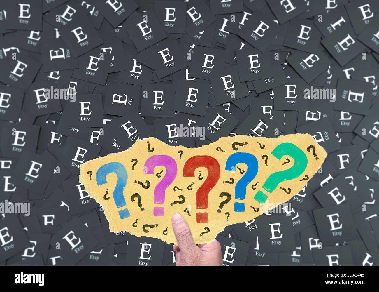 etsy Question Mark, Social Media Hintergrund Stockfoto