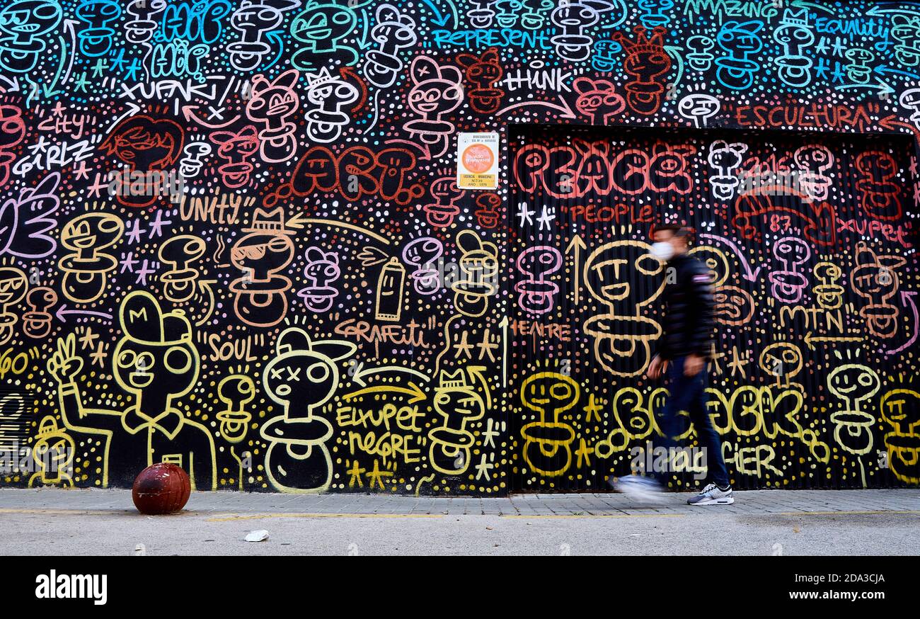Barbera del Valles, Katalonien / Spanien - 2. November 2020: Wandgraffiti-Kunst Stockfoto