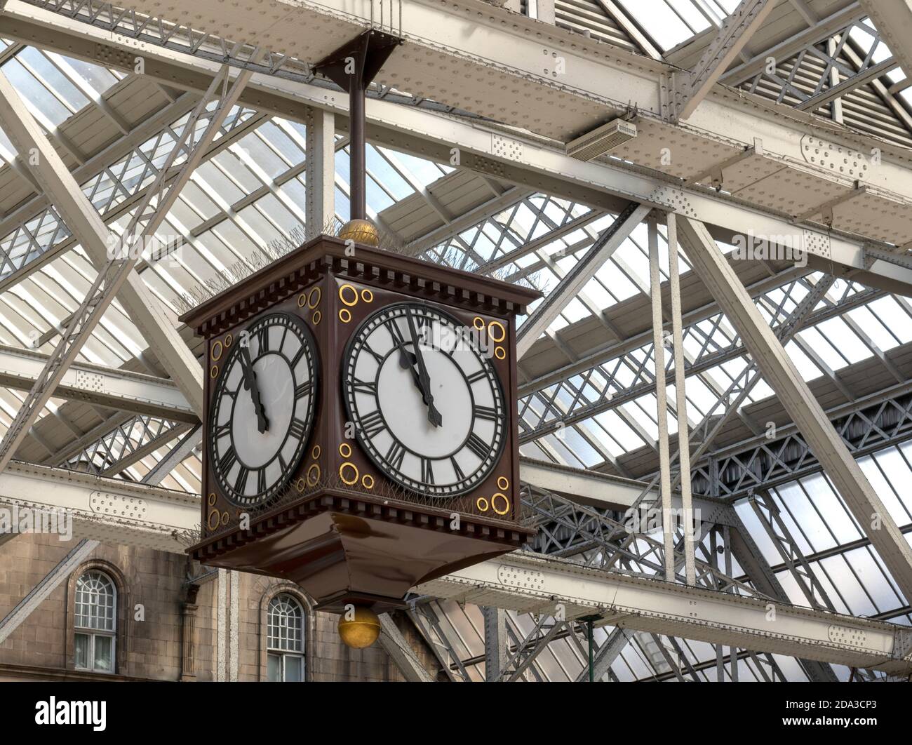 Bahnhofsuhr in Glasgow Central Railway Station Concourse, Glasgow, Schottland, Großbritannien Stockfoto