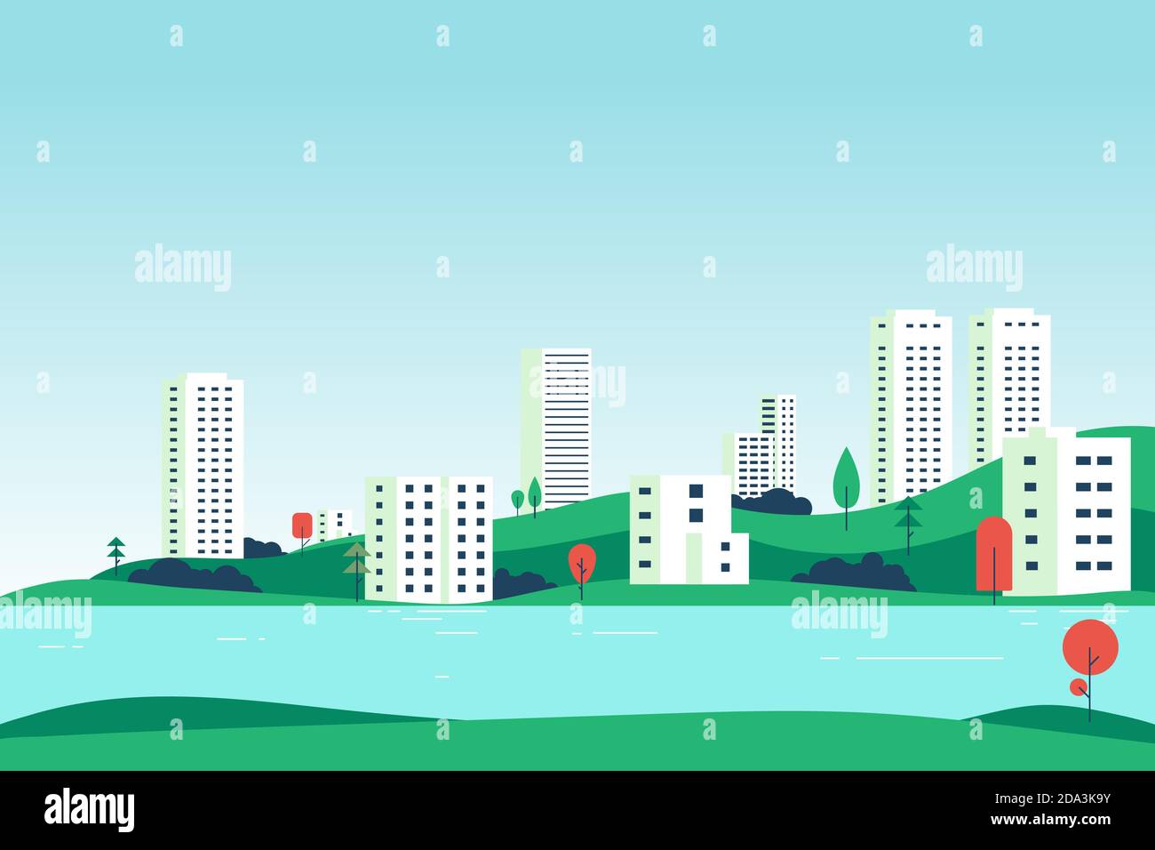 Stadt und Landschaft Stock Vektor