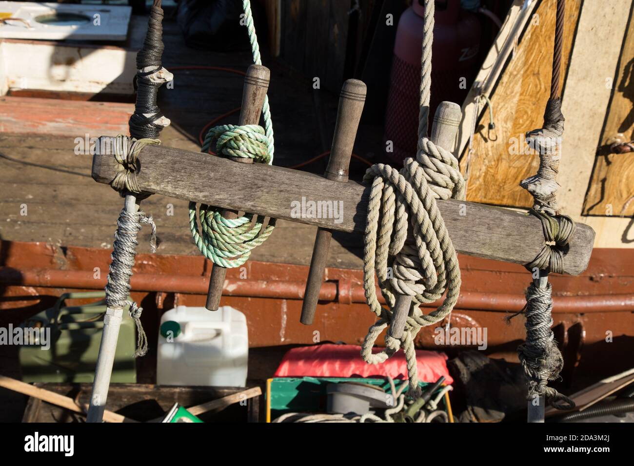 Segel Boot Rigging Teile. Stockfoto