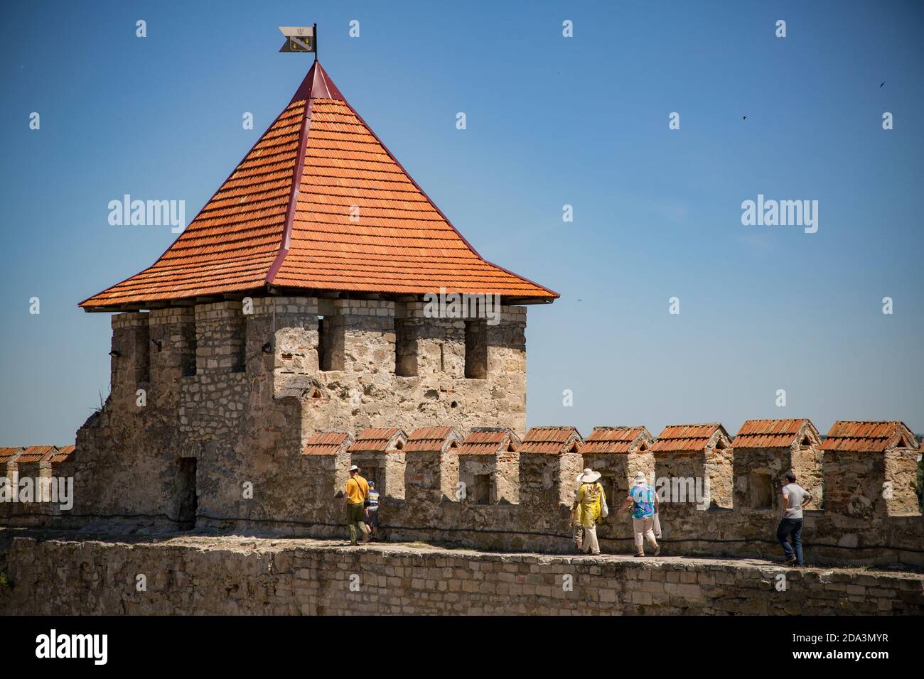 Die osmanische Festung aus dem 16. Jahrhundert in Bender, Moldawien, steht de facto unter der Kontrolle der Pridnestrovianischen Republik Moldau (Transnistrien). Stockfoto