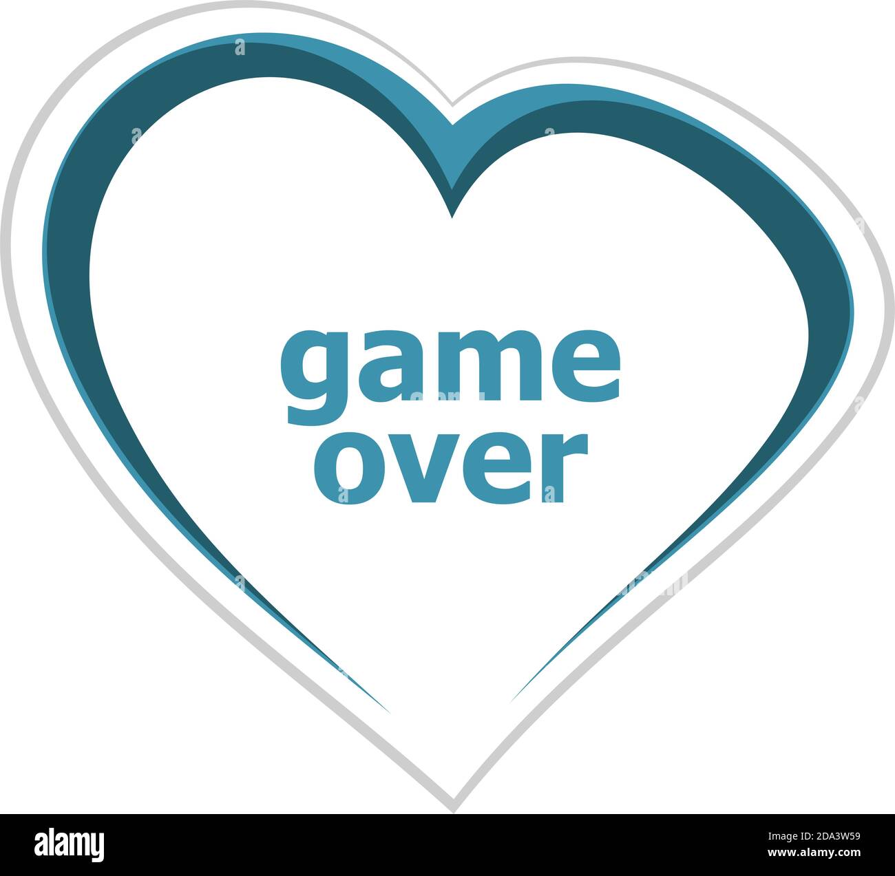 Text Spiel vorbei. Webdesign Konzept . Liebe Herz Icon-Taste für Web-Dienste und Apps . Love Heart Icon-Taste für Webdienste und Apps Stockfoto