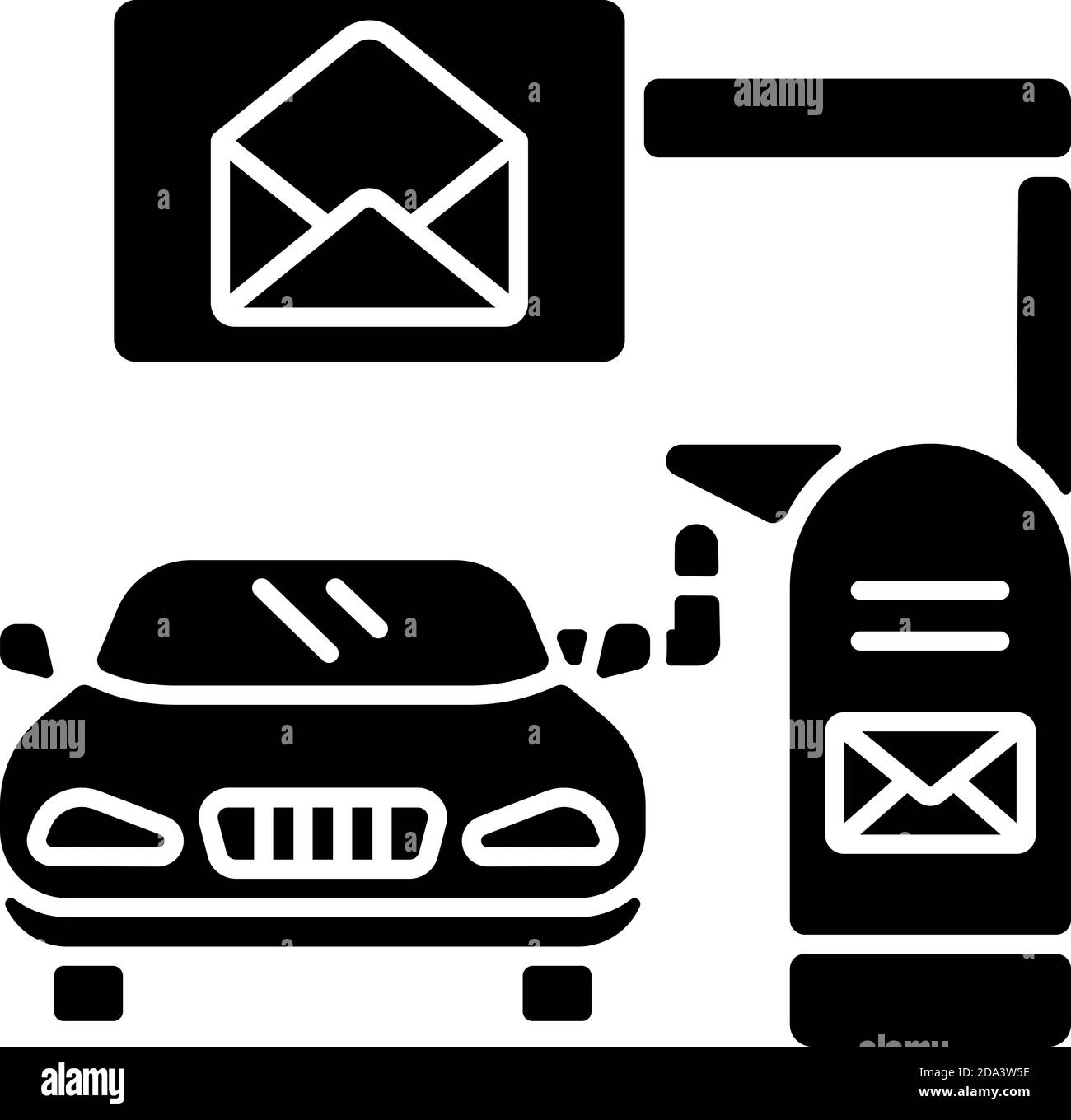 Fahren Sie durch das schwarze Glyphsymbol der Mailbox Stock Vektor