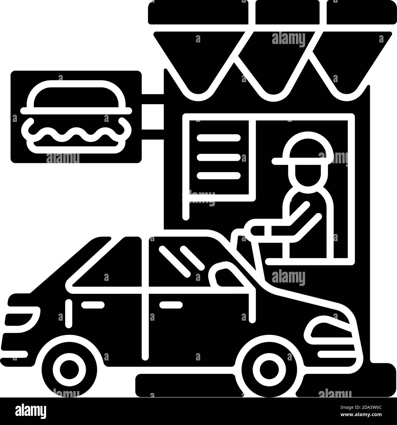 Fahren Sie durch das schwarze Glyph-Symbol des Restaurants Stock Vektor