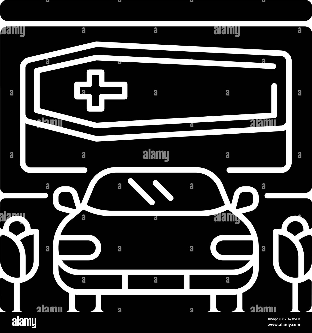 Fahren Sie durch Beerdigung Hause schwarz Glyphe Symbol Stock Vektor