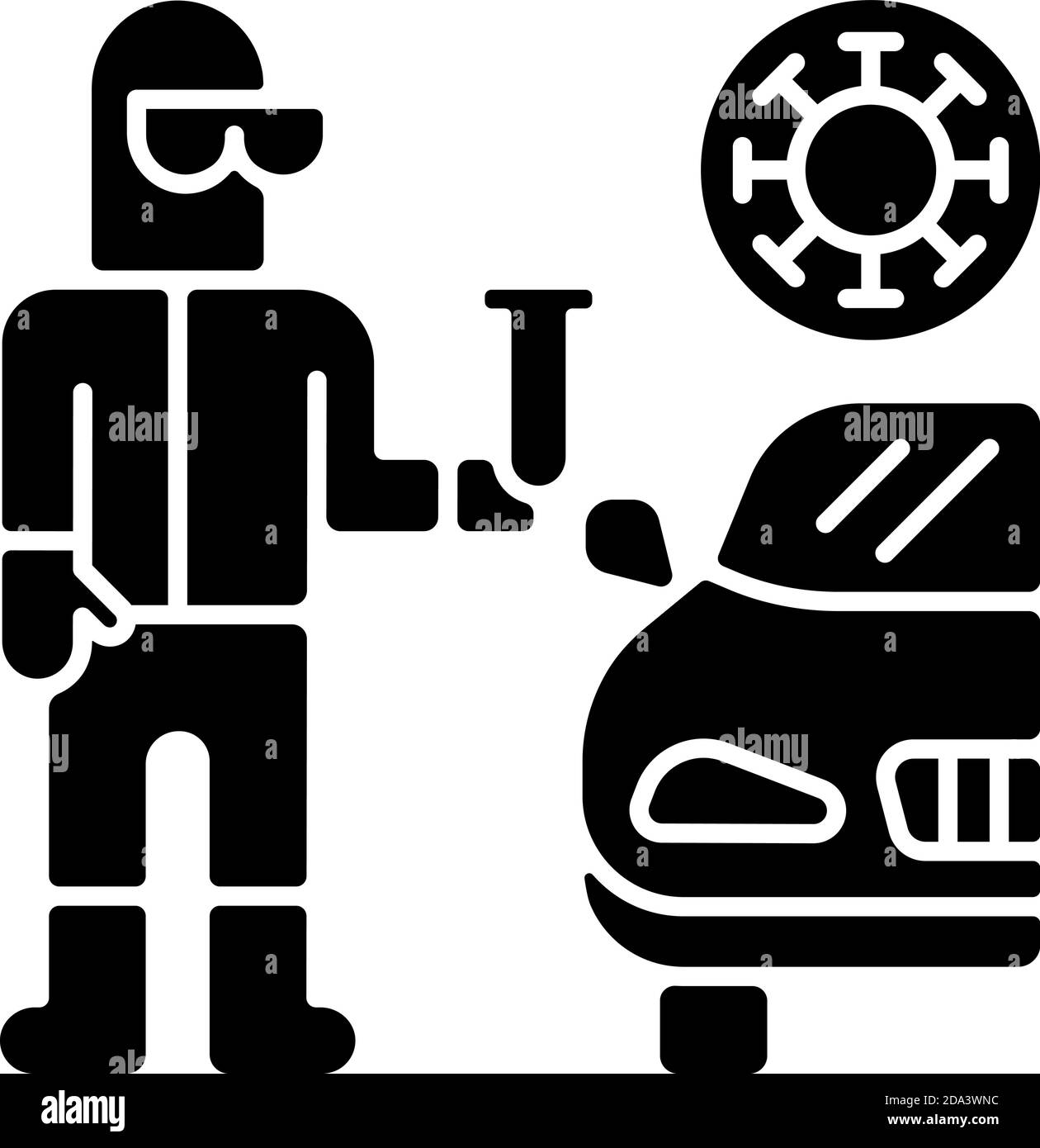 Fahren Sie durch covid Test black Glyph Symbol Stock Vektor