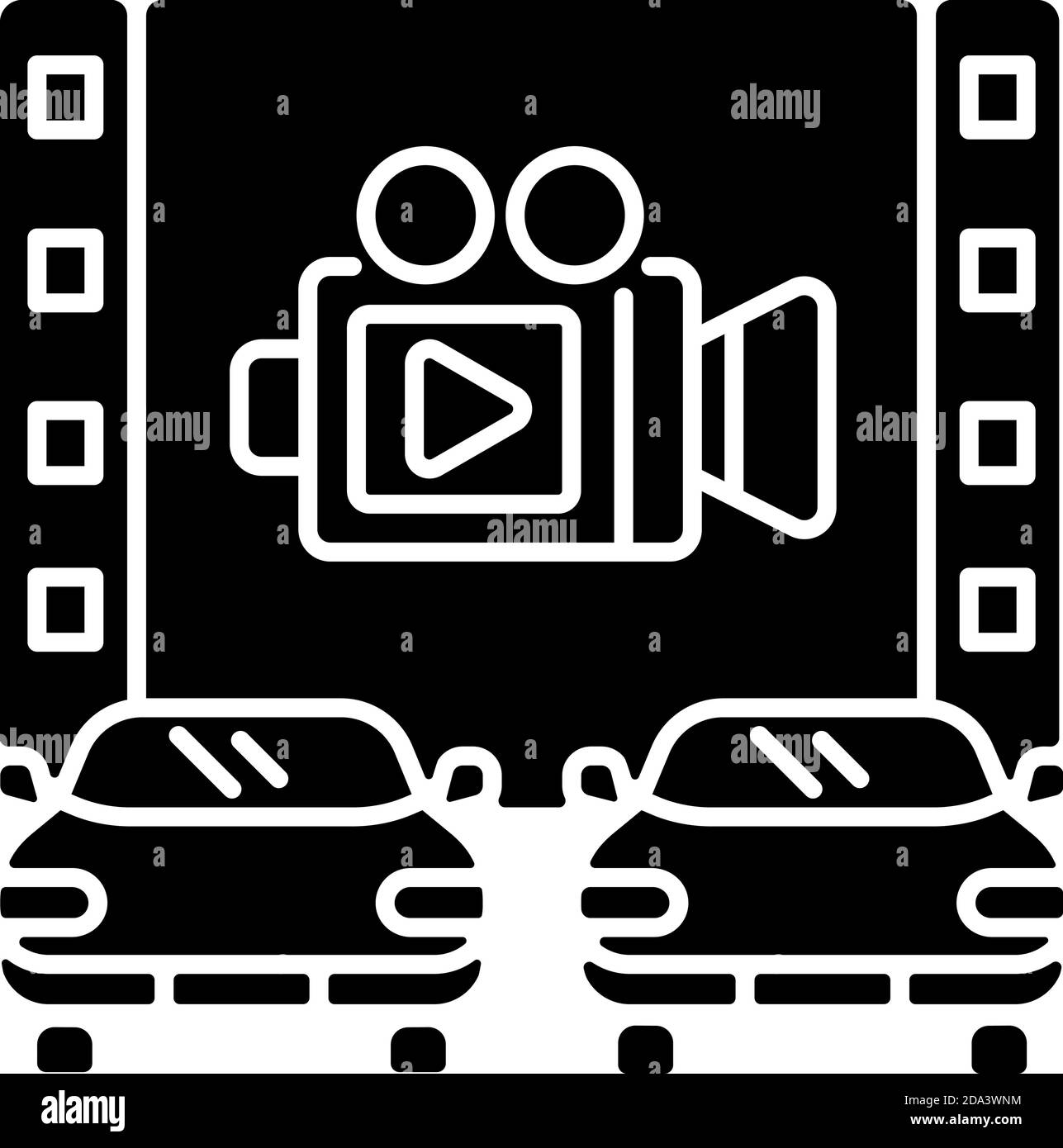 Fahren Sie durch das schwarze Glyph-Symbol des Kinos Stock Vektor