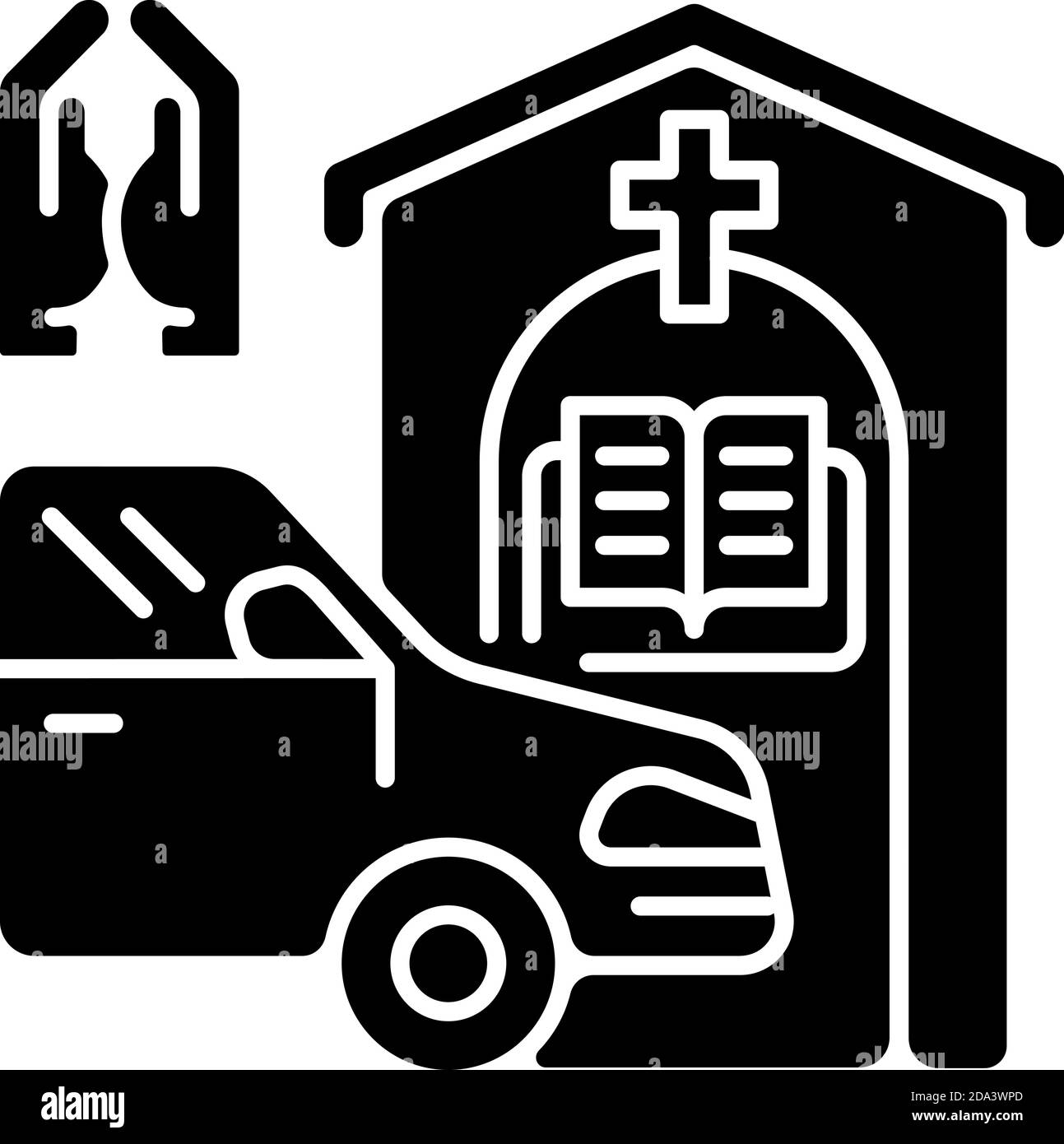 Fahren Sie durch Gebetskabine schwarze Glyphe Symbol Stock Vektor