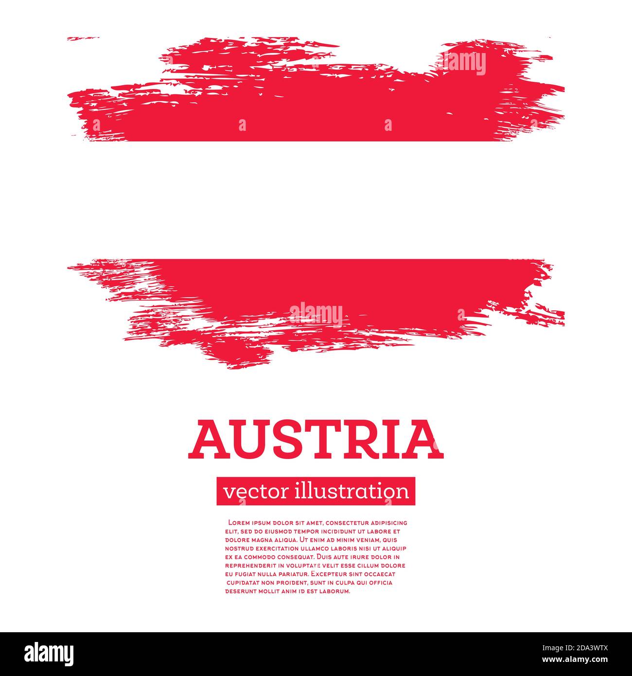 Österreich Flagge mit Pinselstrichen. Vektorgrafik. Unabhängigkeitstag. Stock Vektor