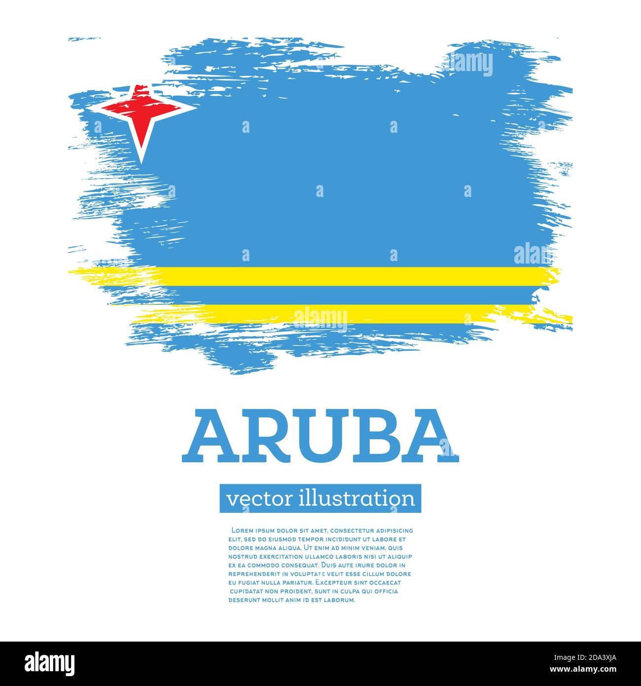 Aruba Flagge mit Pinselstrichen. Vektorgrafik. Unabhängigkeitstag. Stock Vektor