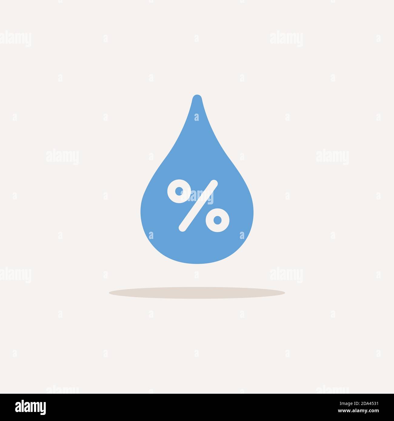 Luftfeuchtigkeit in Prozent. Farbsymbol mit Schatten. Vektordarstellung der Wetterglyphe Stock Vektor