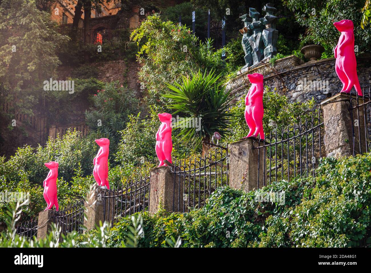 Portofino, Italien, 23. September 2015: Skulpturenmuseum im Freien im Dorf Portofino an der italienischen Riviera Stockfoto