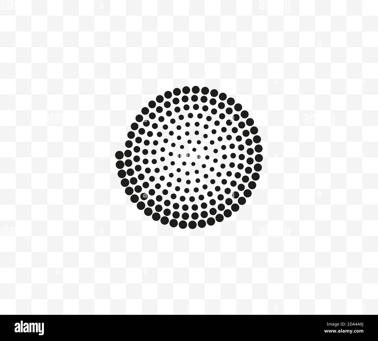 Gepunktetes Spiralsymbol auf transparentem Hintergrund. Vektorgrafik. Stock Vektor
