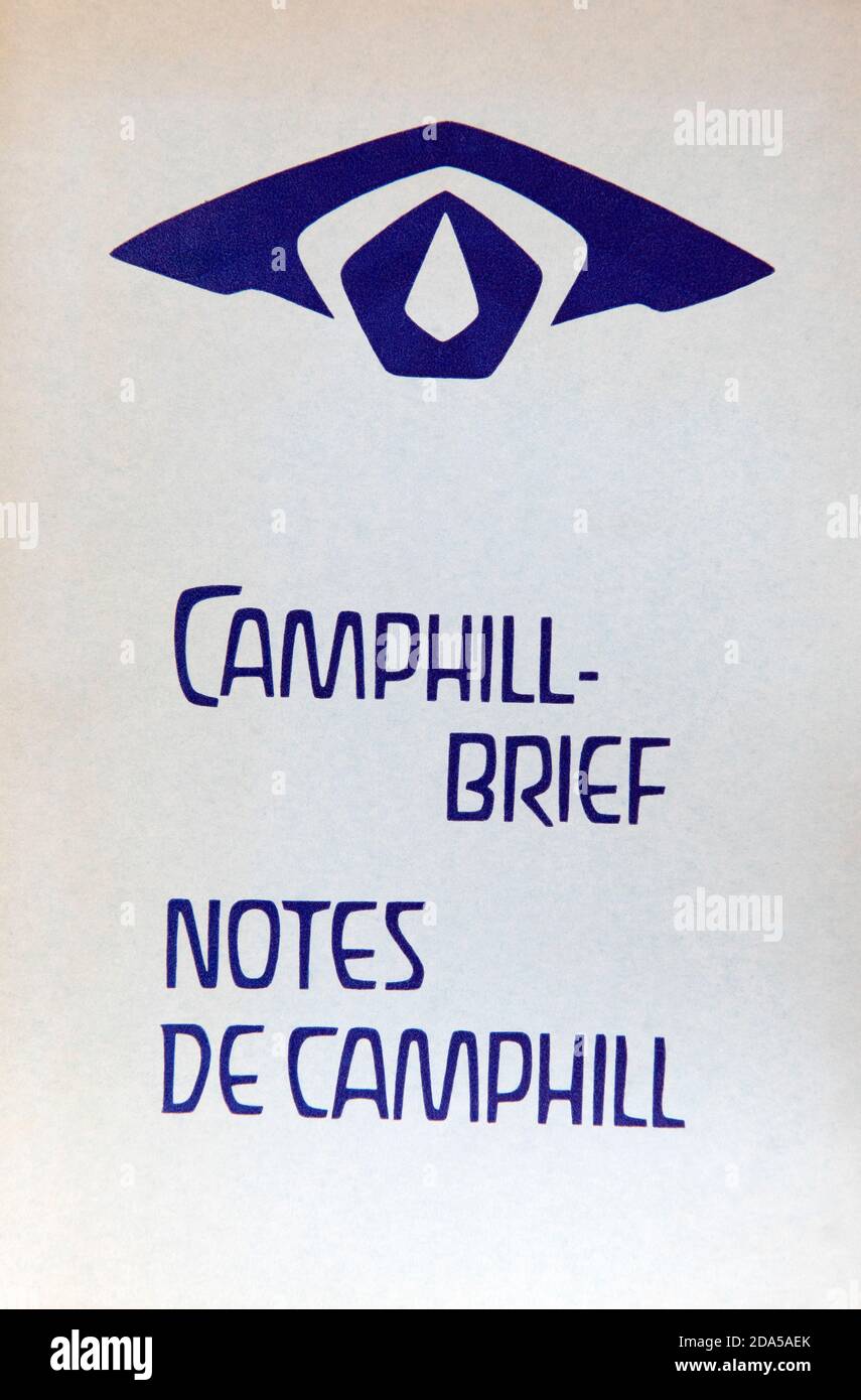 Camphill Brief oder Notizen De Camphill Heft datiert 1966 gedruckt In deutscher Sprache Stockfoto