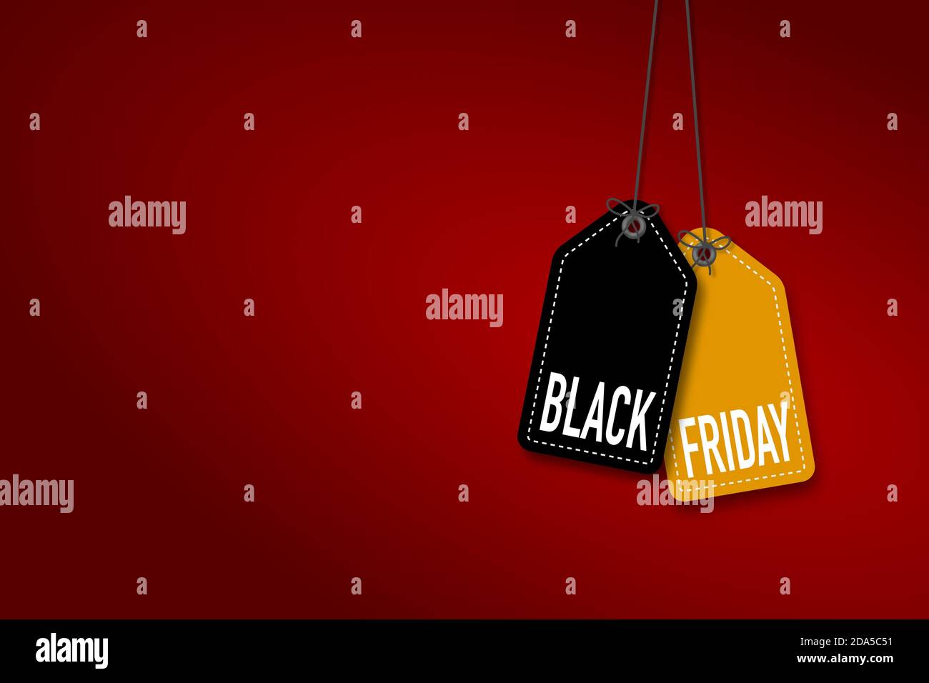 Black friday Sale Label auf rotem Hintergrund. Stockfoto