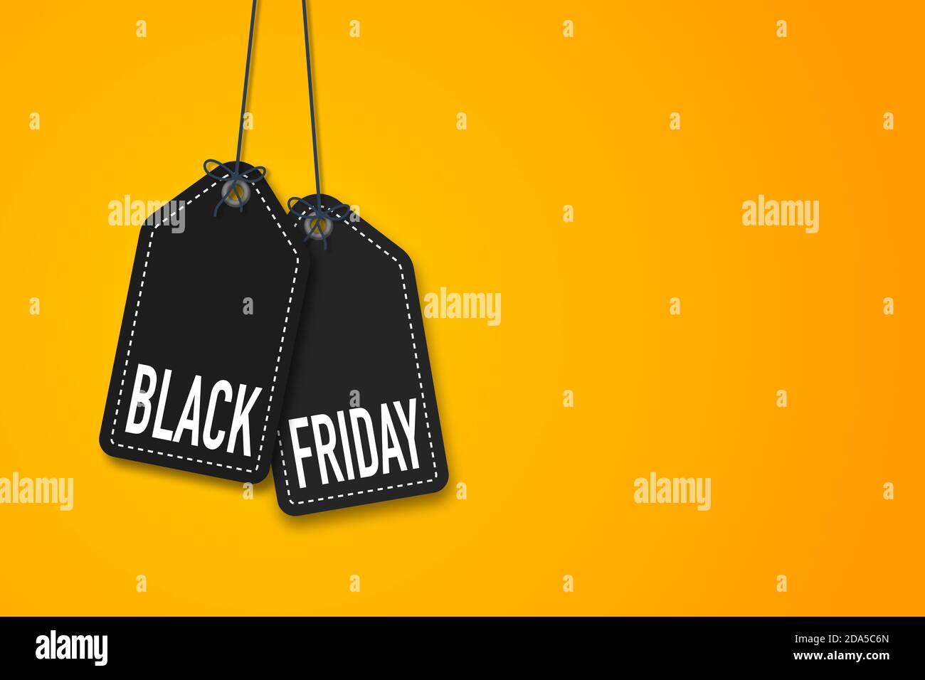 Black friday Sale Label auf gelbem Hintergrund. Stockfoto