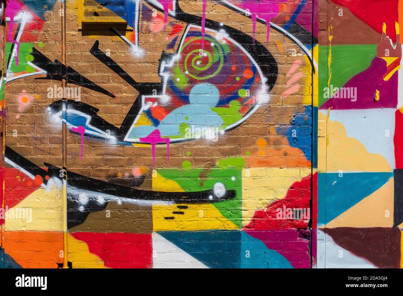 Abstrakte Graffiti in Gasse, Downtown Albuquerque, New Mexico Stockfoto