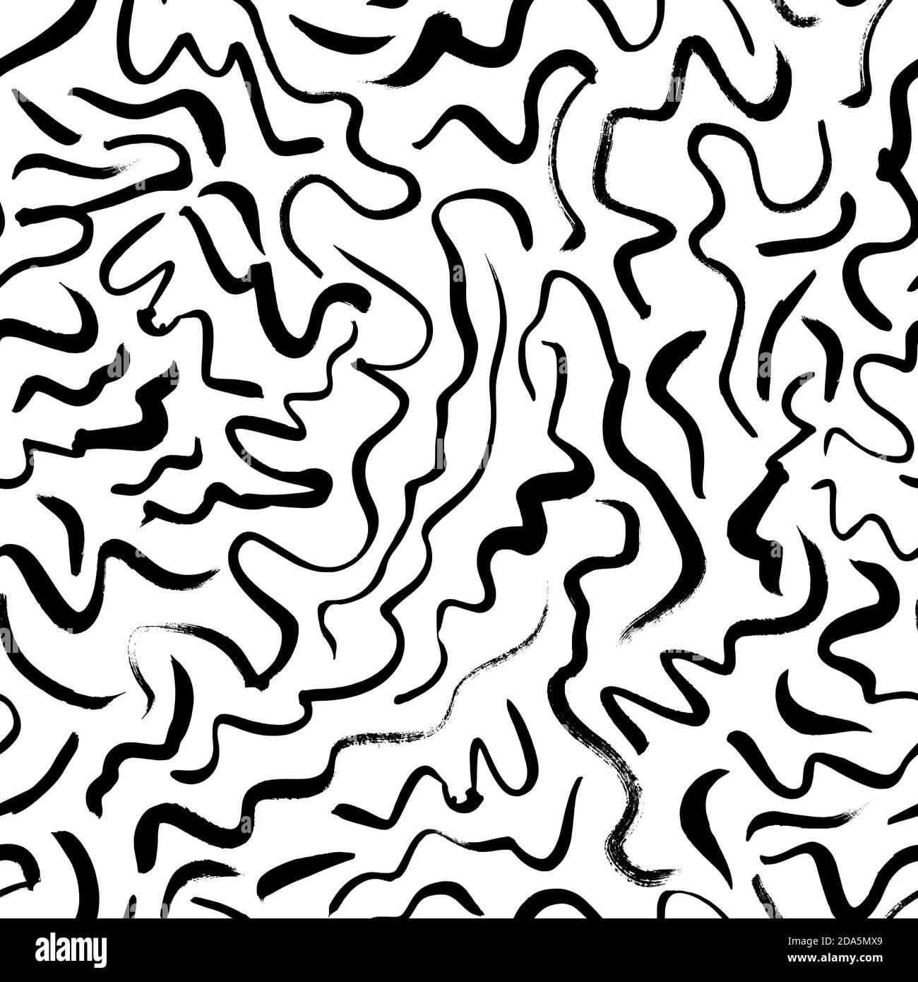 Gewellte und gewellte Pinselstriche nahtloses Muster. Stock Vektor