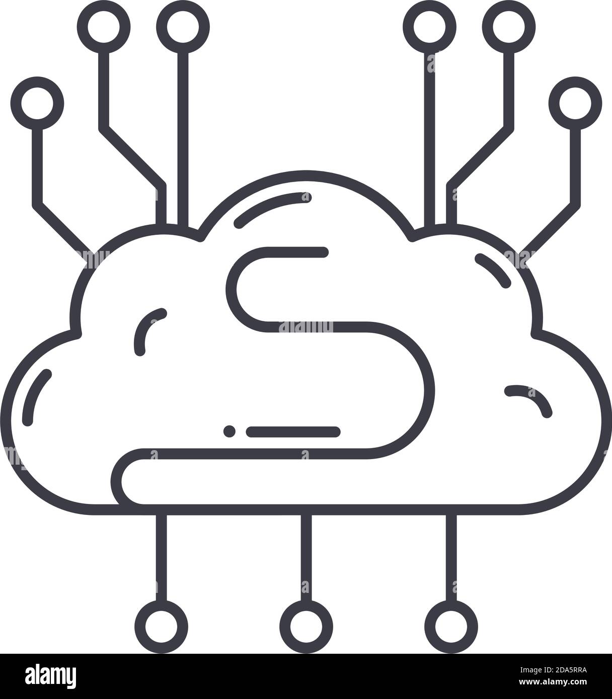 AI Mind Icon, lineare isolierte Illustration, dünne Linie Vektor, Web-Design-Zeichen, Kontur Konzept Symbol mit editierbaren Strich auf weißem Hintergrund. Stock Vektor